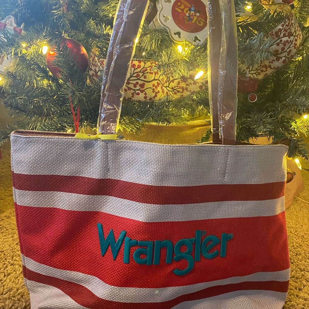 Wrangler Red and Cream Striped Tote